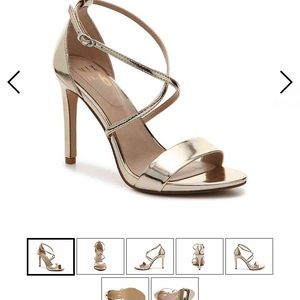 Silver strappy heels. Size 9.